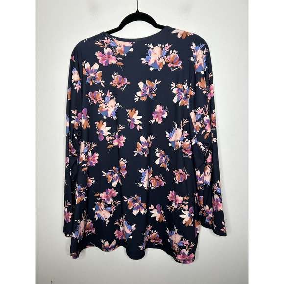 J. Jill Fit Women's Blue Pink Floral Blouse Cozy Long Sleeve Plus Size 2X - Picture 5 of 10